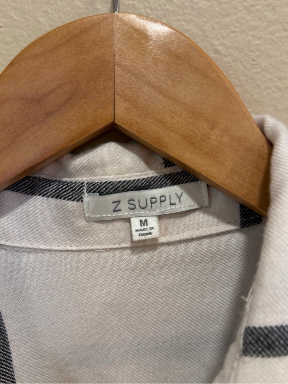 Z Supply Beige Windowpane Button-Up Shirt - Oversized Plaid Soft Flannel Medium - Picture 5 of 13